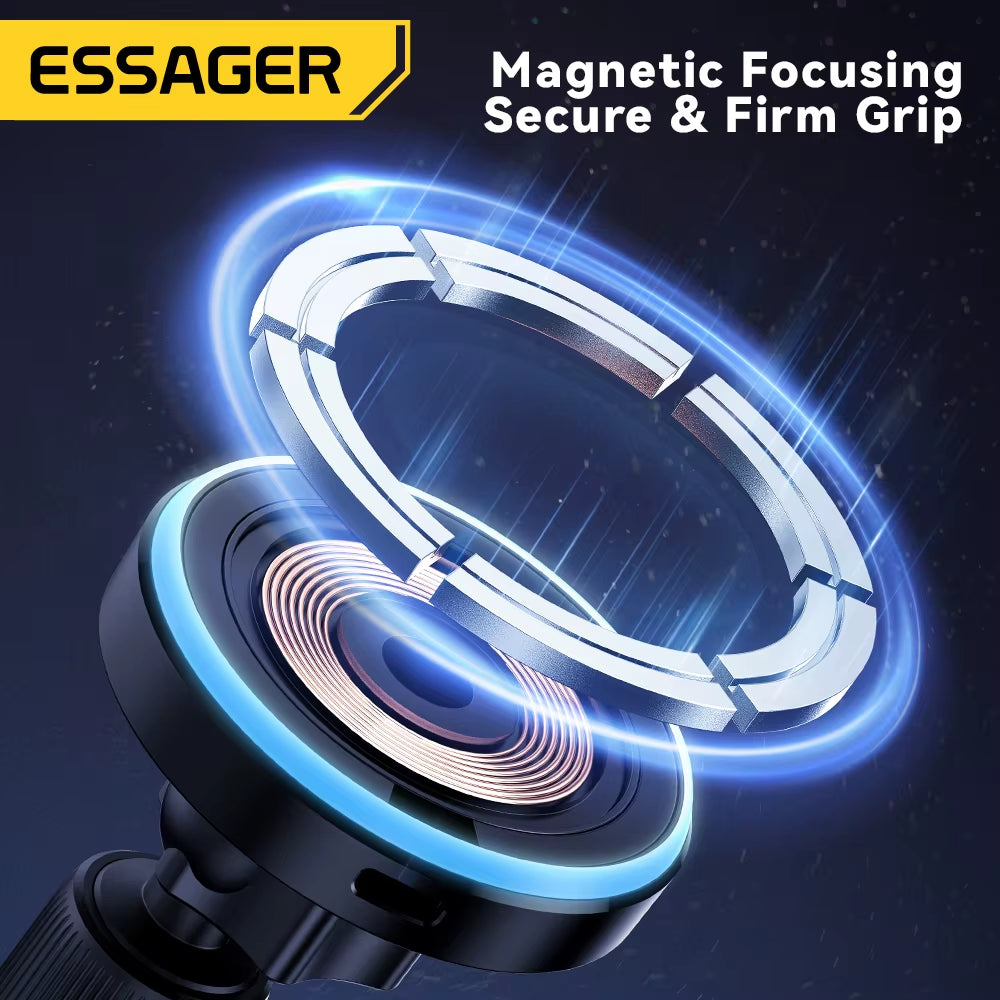Magnetic Wireless Car Charger Mount, 15W Fast Charging with RGB Light