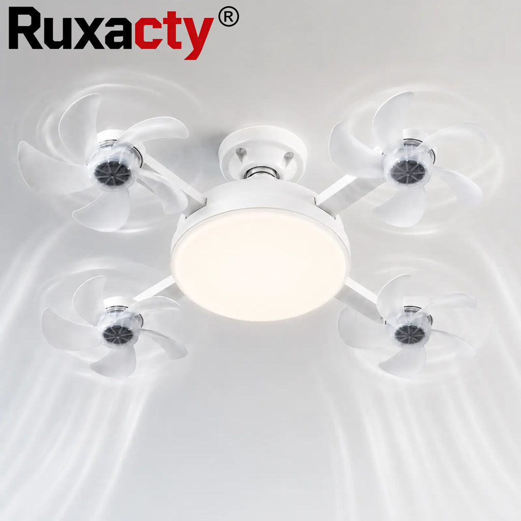 Foldable Ceiling Fan Light with Remote — E26 Socket, LED, Quiet Airflow