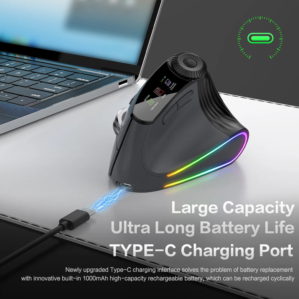 Ergonomic Vertical Mouse with RGB Backlight & Adjustable Speed