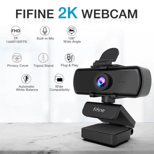 1440P Full HD PC Webcam with Microphone, Tripod, for USB Desktop & Laptop, Live Streaming Webcam for Video Calling - K420