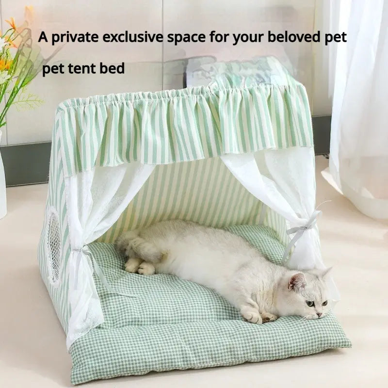 Cozy Cat & Small Dog Tent Bed — Washable Enclosed Plush Cave