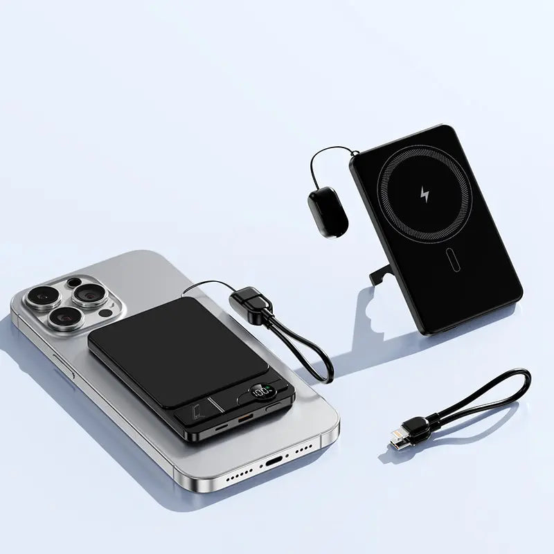 Magnetic Wireless Power Bank 5000mAh with Kickstand & LED Display