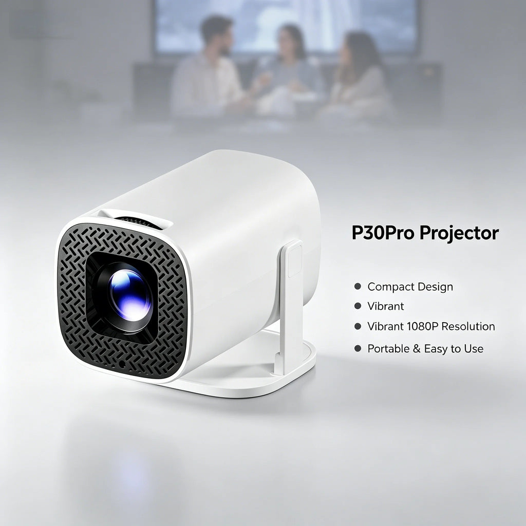 P30PRO Smart Projector Android 14 Wifi6 Bluetooth5 Native 720P 4K Video Decoding Wireless Screen Mirroring Portable Home Cinema