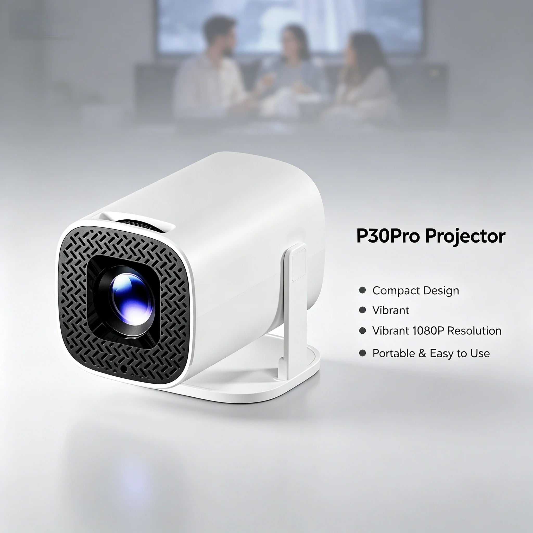 P30PRO Smart Projector Android 14 Wifi6 Bluetooth5 Native 720P 4K Video Decoding Wireless Screen Mirroring Portable Home Cinema