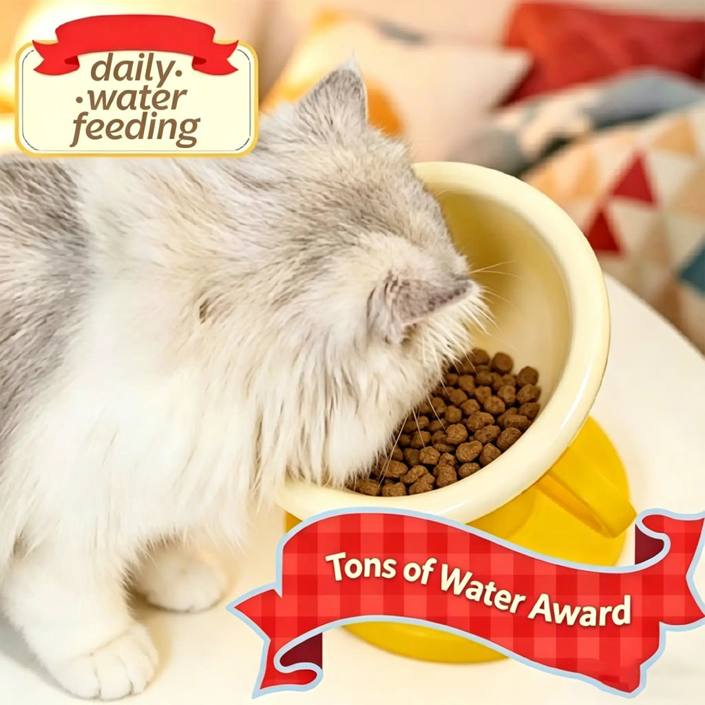 Tilted Raised Pet Food Bowl — Ergonomic, Anti-Slip for Cats & Dogs