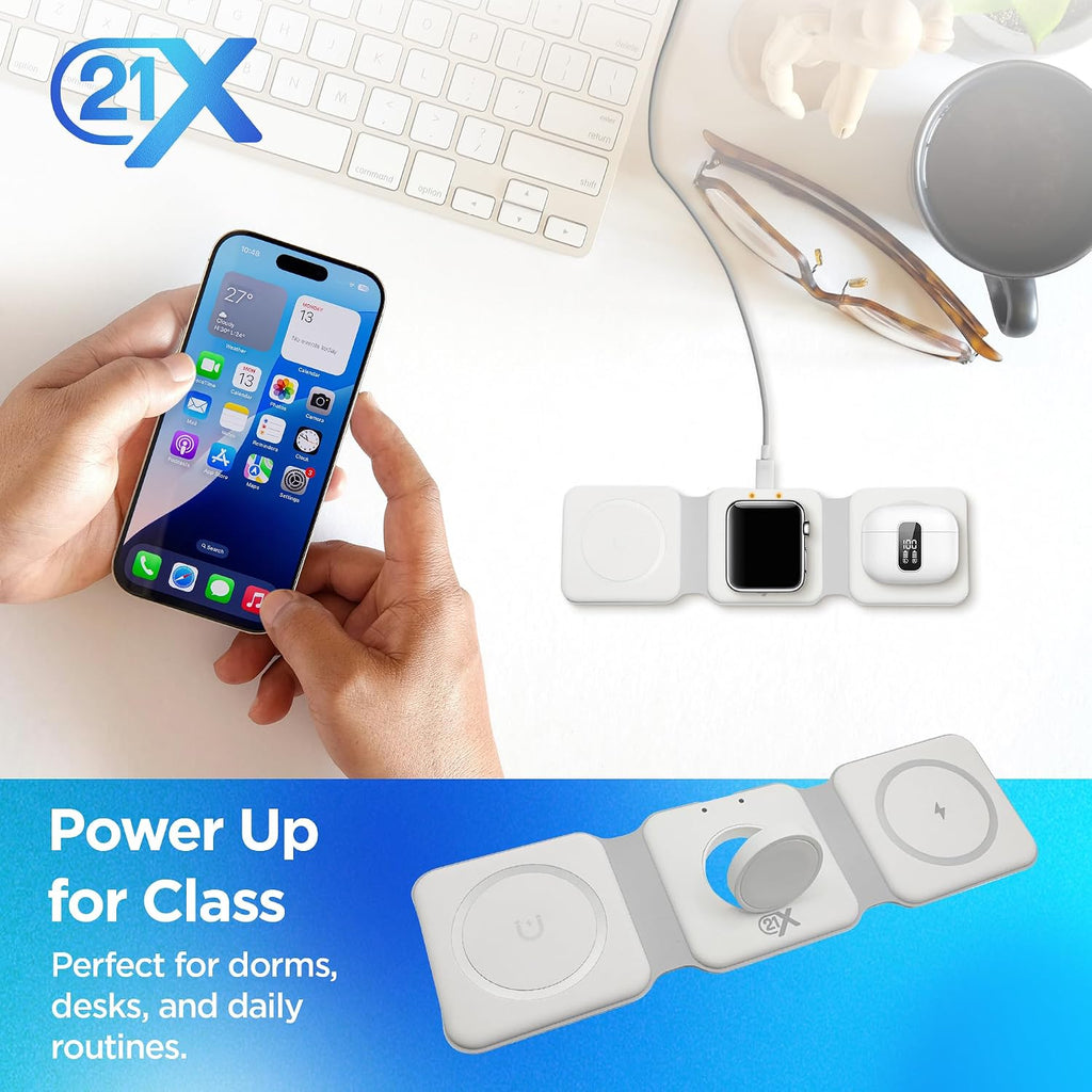 3-in-1 Foldable Magnetic Wireless Charger — Travel Charging Pad