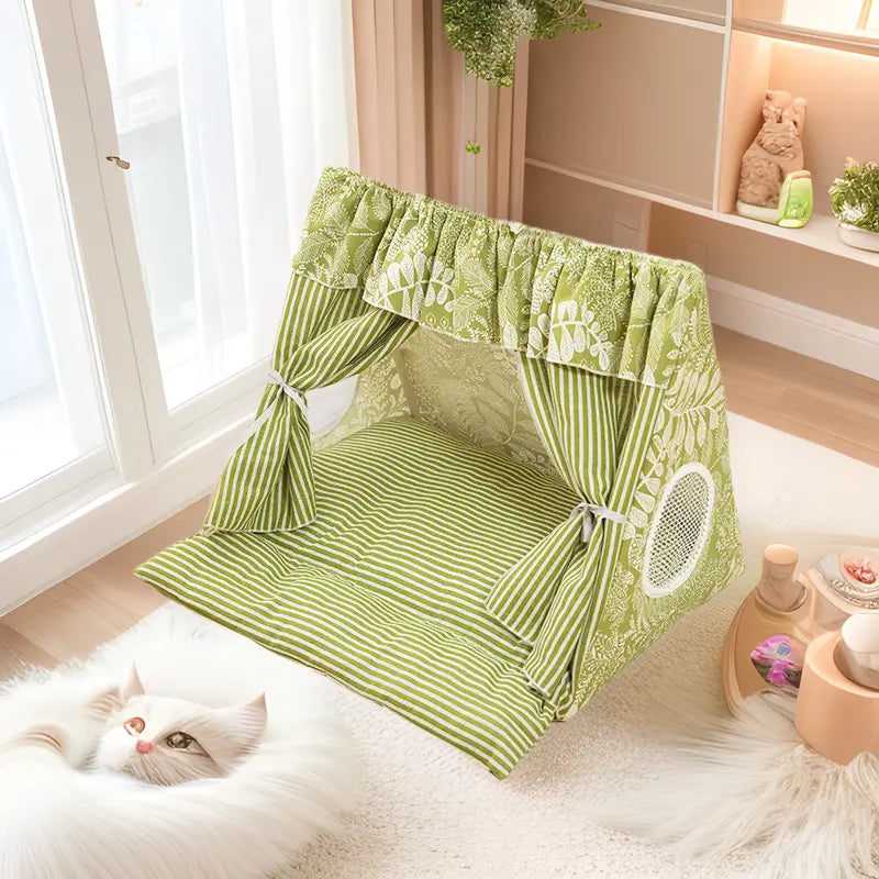 Cozy Cat & Small Dog Tent Bed — Washable Enclosed Plush Cave