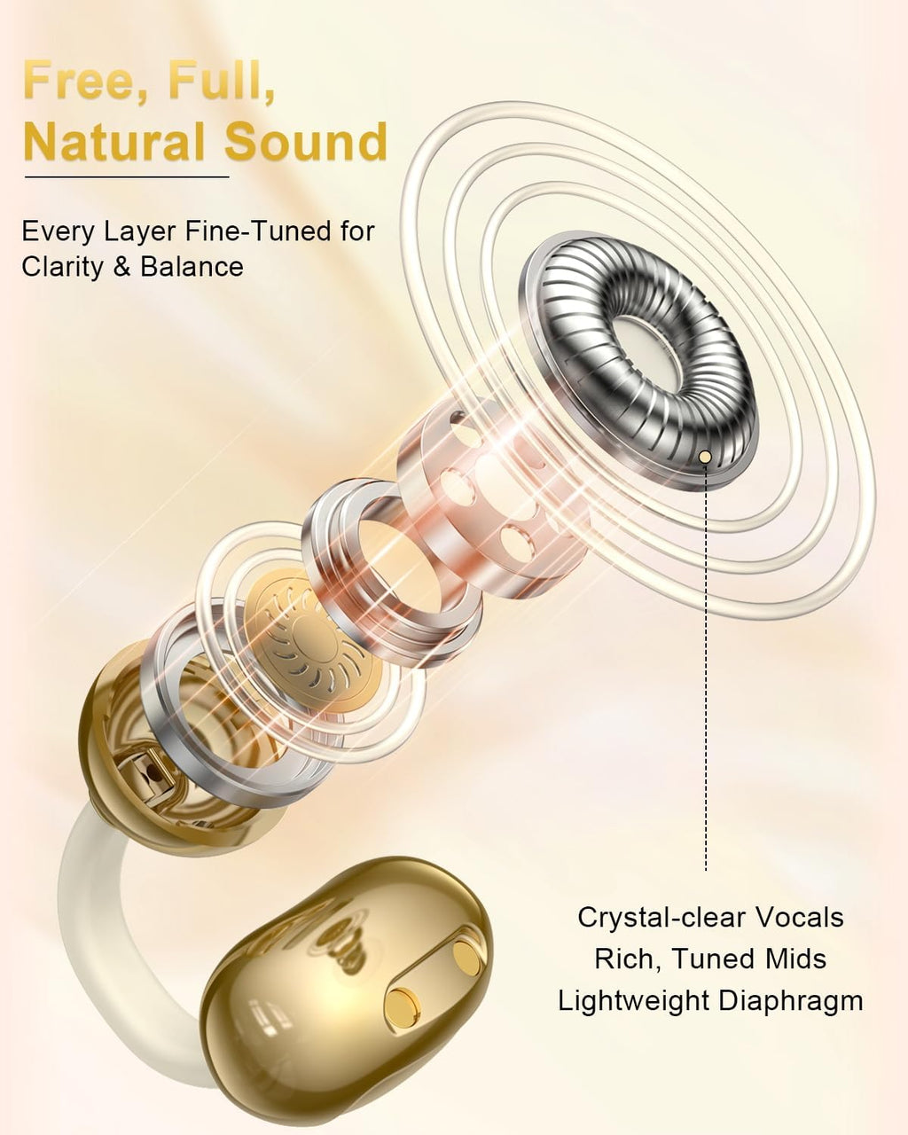 Clip-On Open Ear Earbuds with Detachable Jewelry Charm