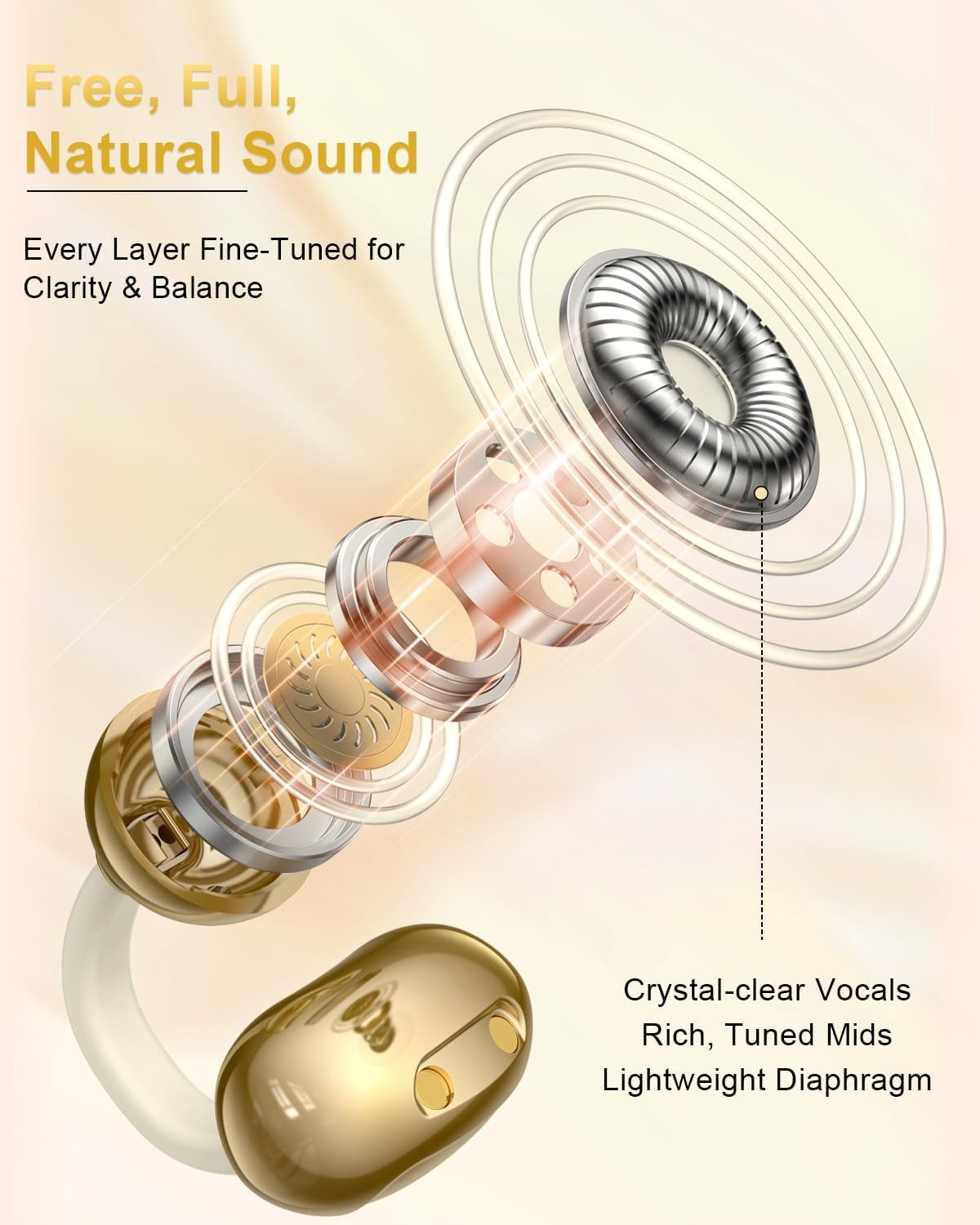 Clip-On Open Ear Earbuds with Detachable Jewelry Charm
