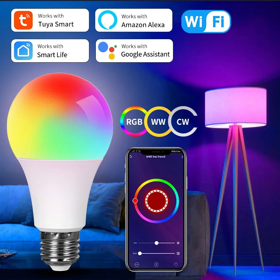 WiFi Smart LED Color Bulb E27, App & Voice Control, Works with Alexa & Google (110V)