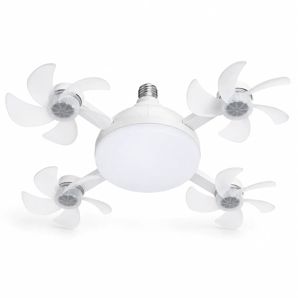 Foldable Ceiling Fan Light with Remote — E26 Socket, LED, Quiet Airflow