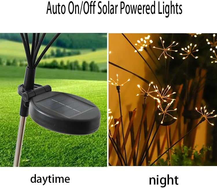 Solar Firework Garden Lights, 60 LED, 8 Modes, Waterproof, Set of 2