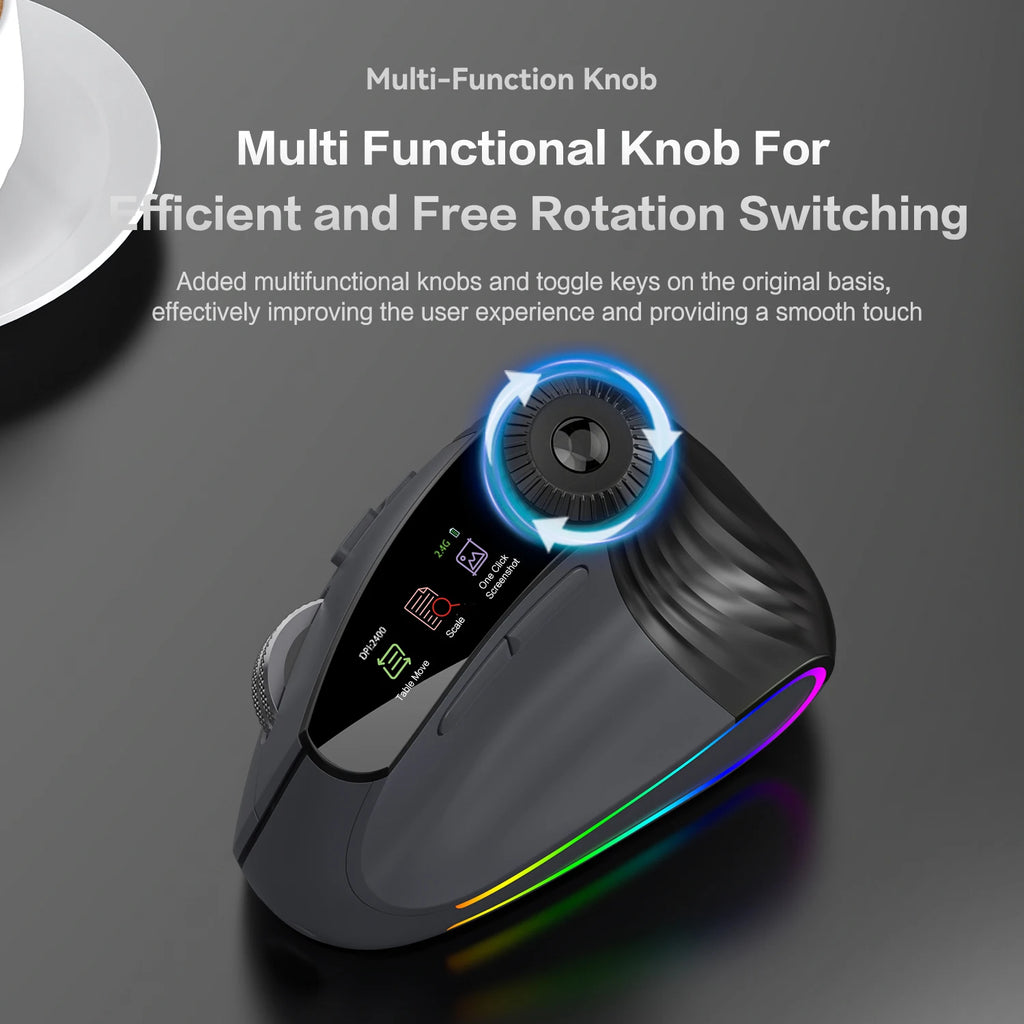 Ergonomic Vertical Mouse with RGB Backlight & Adjustable Speed