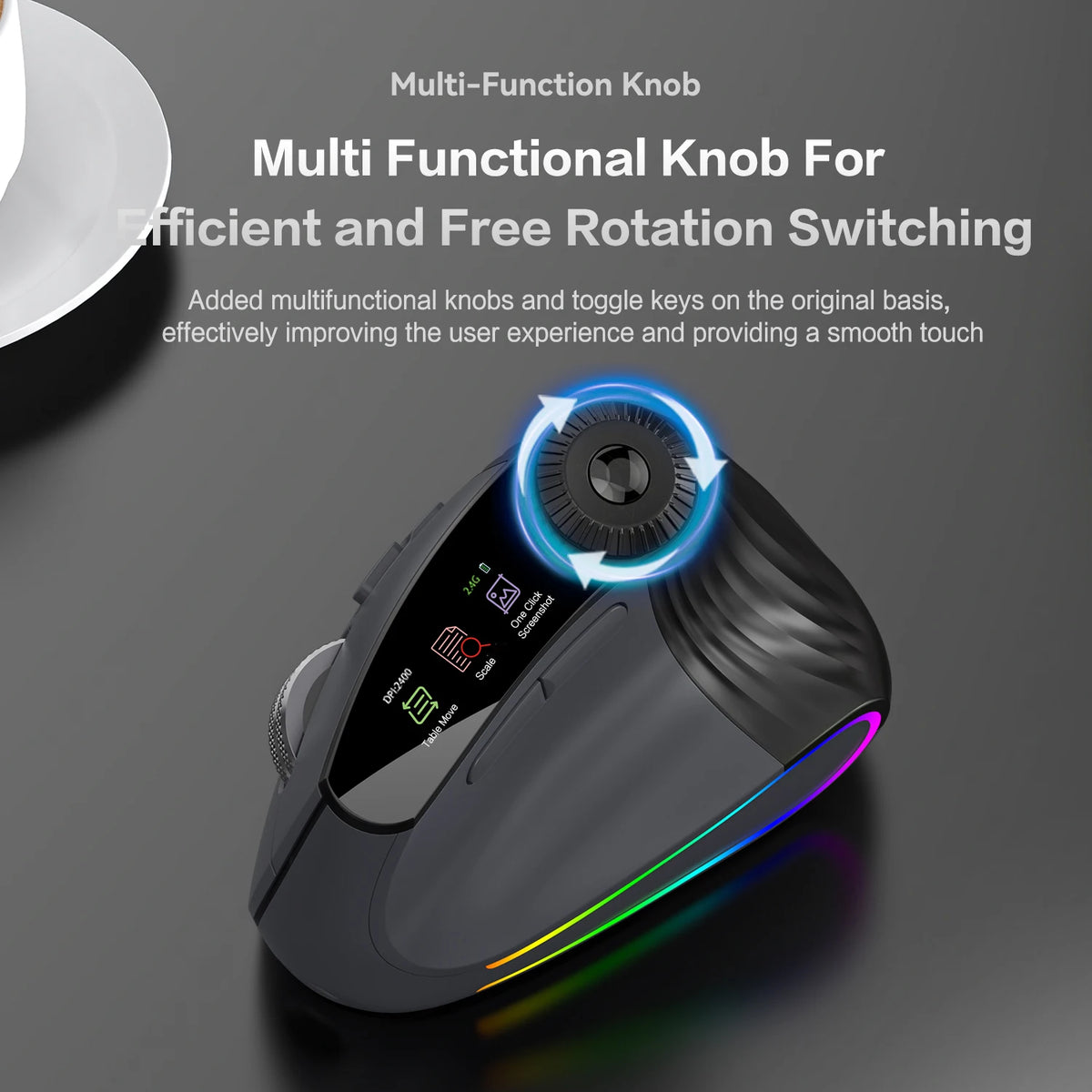 Ergonomic Vertical Mouse with RGB Backlight & Adjustable Speed