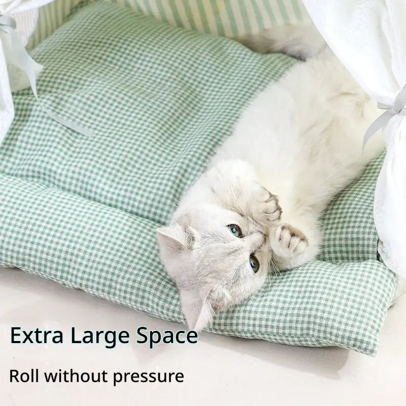 Cozy Cat & Small Dog Tent Bed — Washable Enclosed Plush Cave