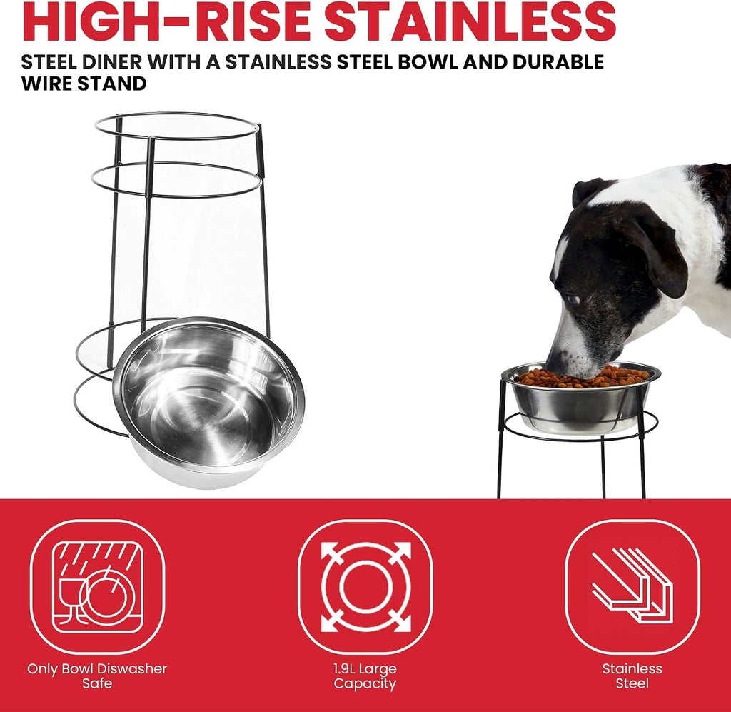 Elevated Dog Bowl Stand with Stainless Steel Bowl, 15in