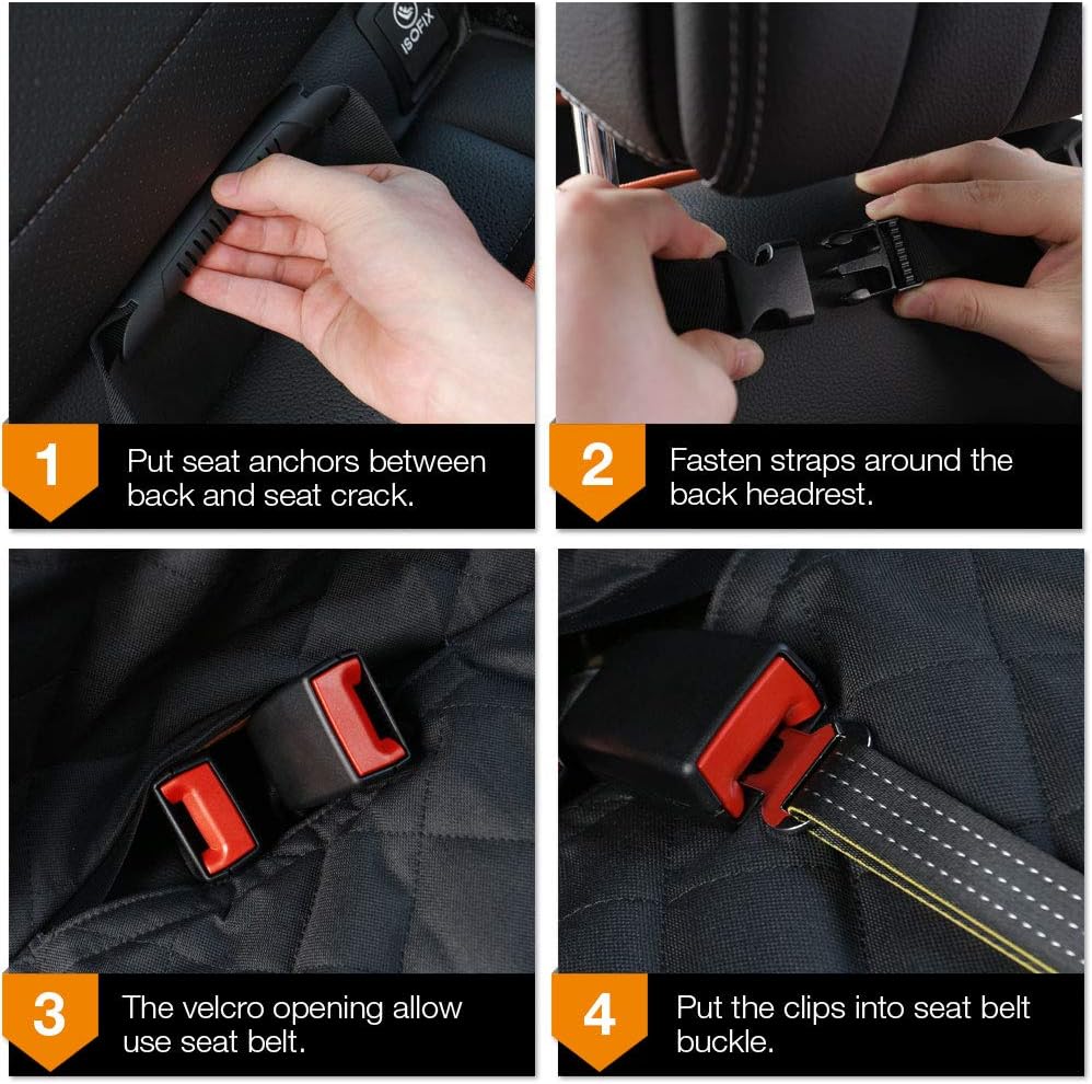 Waterproof Dog Car Seat Cover & Hammock, Non-Slip Back Seat Protector