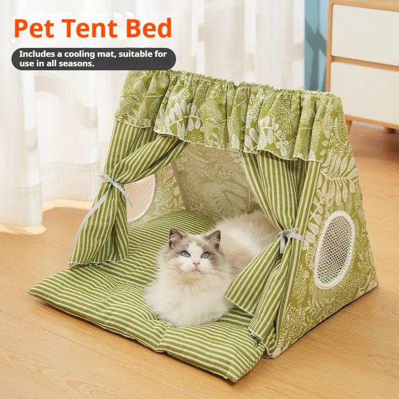 Cozy Cat & Small Dog Tent Bed — Washable Enclosed Plush Cave