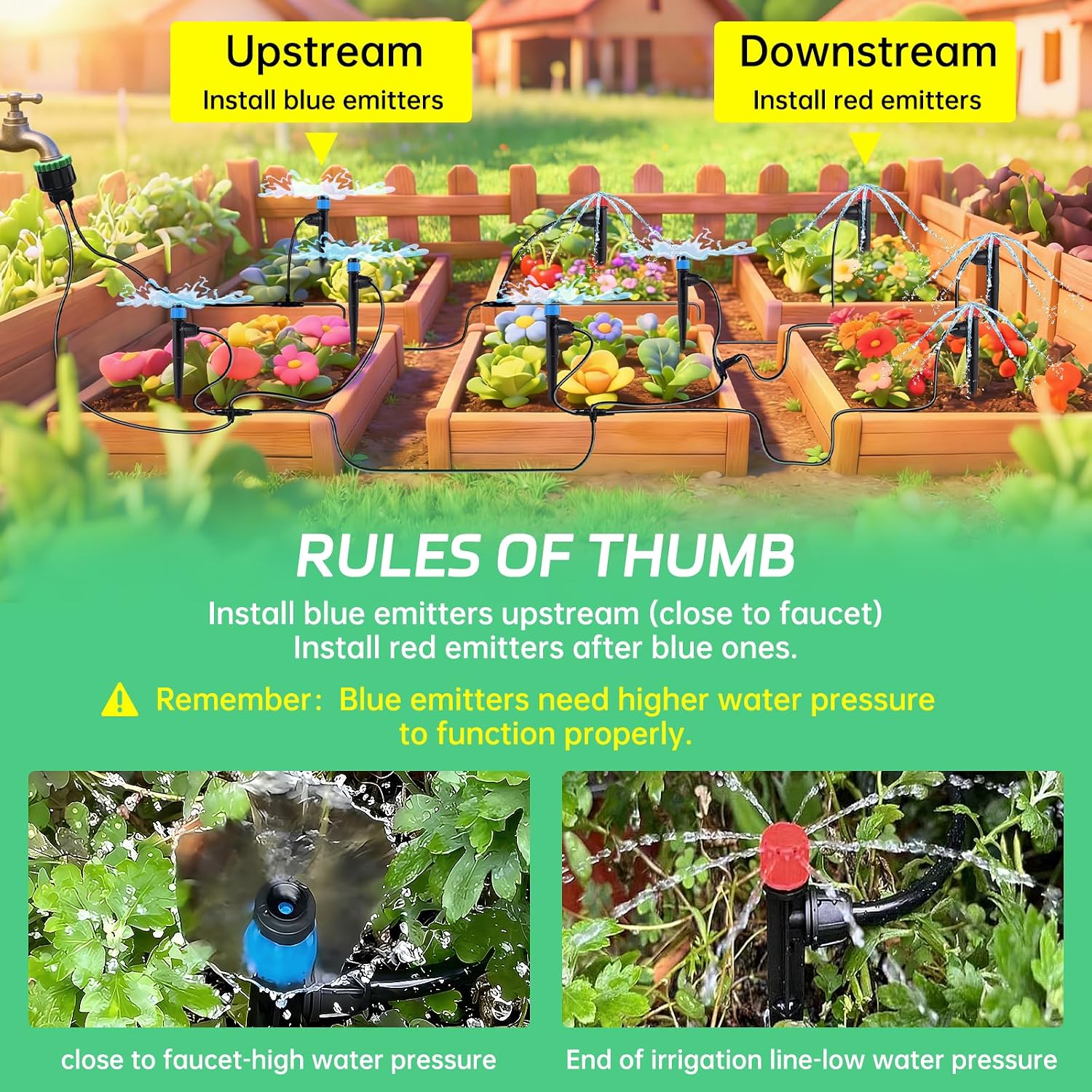 65ft Drip Irrigation Kit for Garden, Raised Beds & Patio Plants