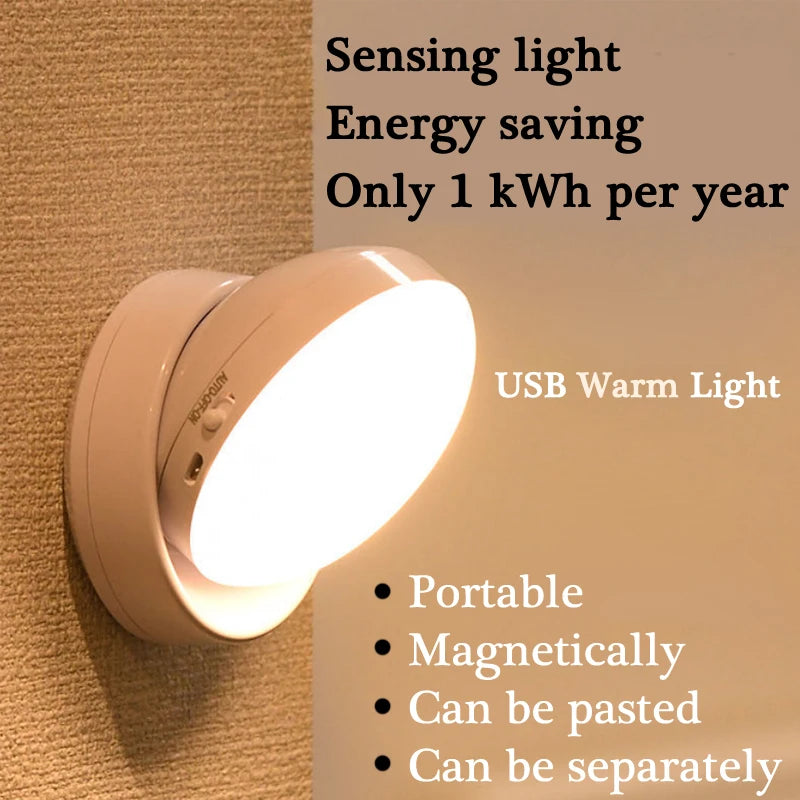 Motion-Sensor LED Cabinet Light, USB Rechargeable, Magnetic Mount