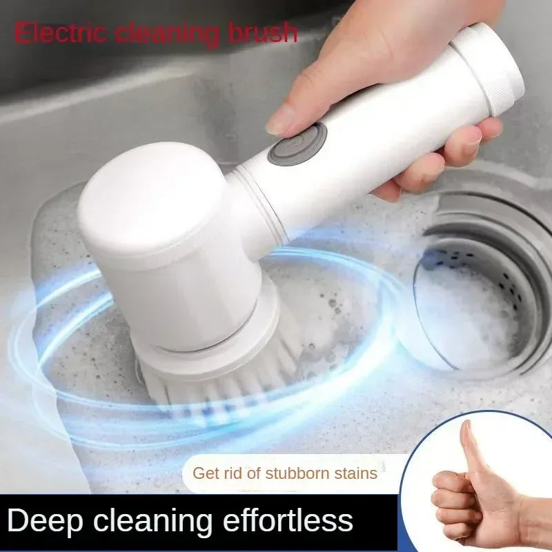 Cordless Electric Spin Scrubber with 5 Brush Heads