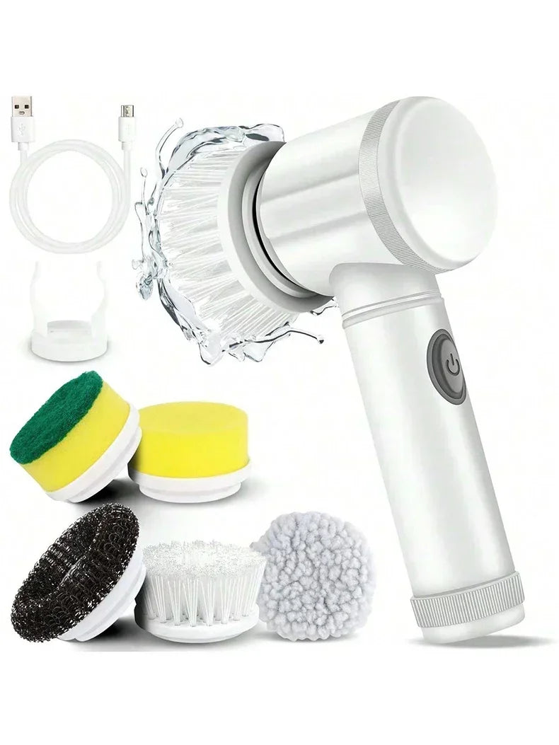Cordless Electric Spin Scrubber with 5 Brush Heads