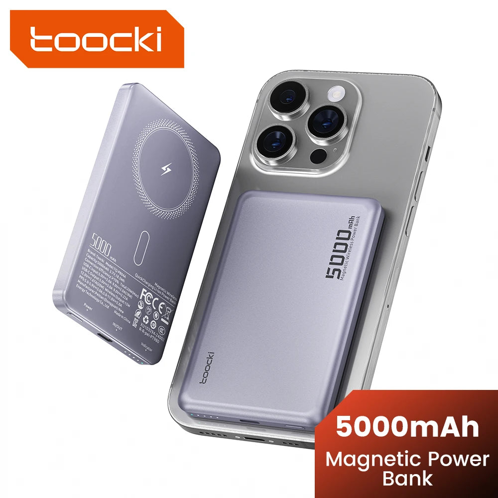 Magnetic Wireless Power Bank - MagSafe Compatible, 15W Fast Charging, 5000/10000mAh