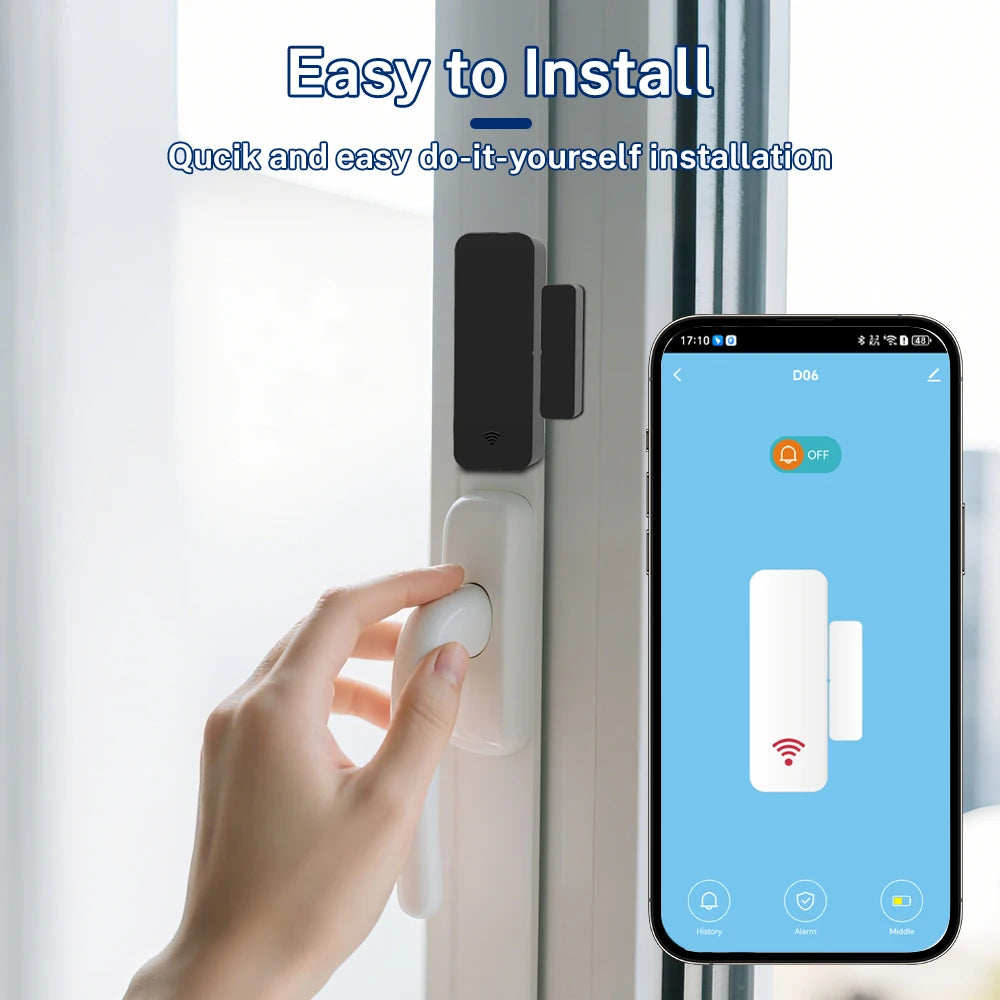 WiFi Door & Window Sensor, Smart Entry Alert for Home Security (2.4GHz)