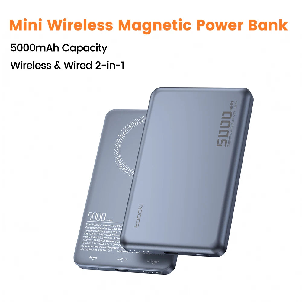 Magnetic Wireless Power Bank - MagSafe Compatible, 15W Fast Charging, 5000/10000mAh