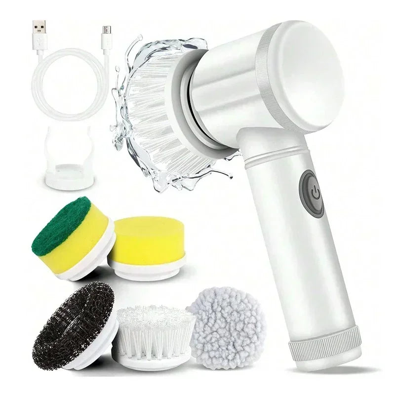 Cordless Electric Spin Scrubber with 5 Brush Heads