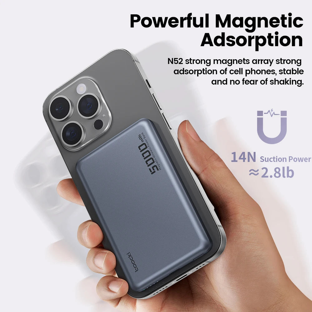 Magnetic Wireless Power Bank - MagSafe Compatible, 15W Fast Charging, 5000/10000mAh