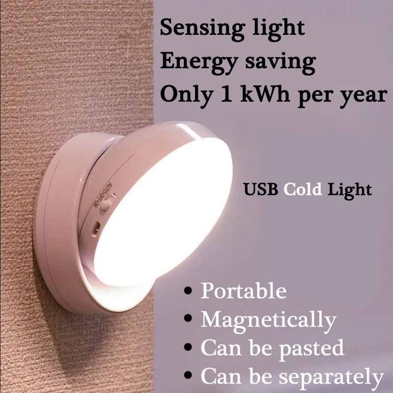 Motion-Sensor LED Cabinet Light, USB Rechargeable, Magnetic Mount