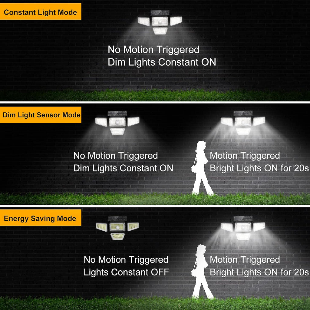 Solar Motion-Sensor Security Flood Light, 4-Head Outdoor LED, Waterproof (2-Pack)