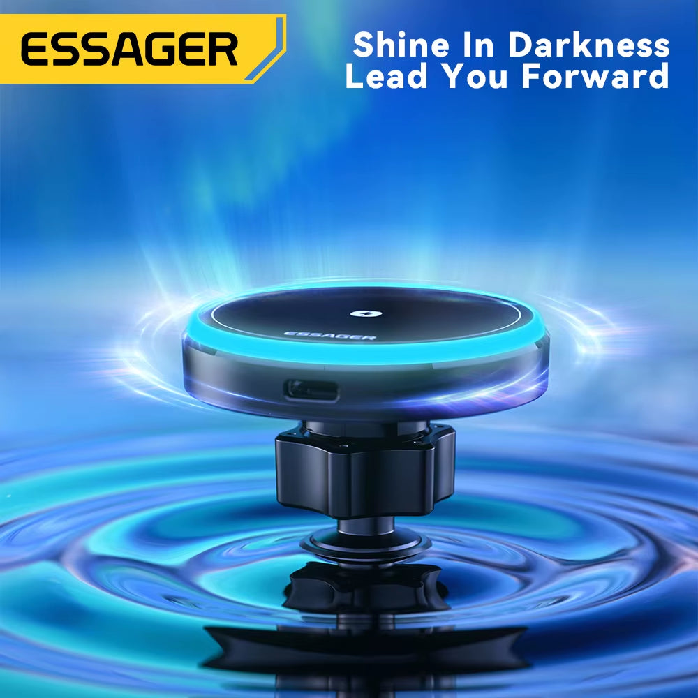 Magnetic Wireless Car Charger Mount, 15W Fast Charging with RGB Light