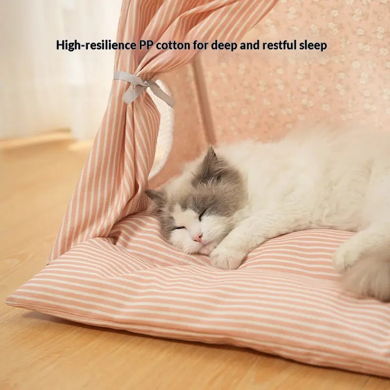 Cozy Cat & Small Dog Tent Bed — Washable Enclosed Plush Cave