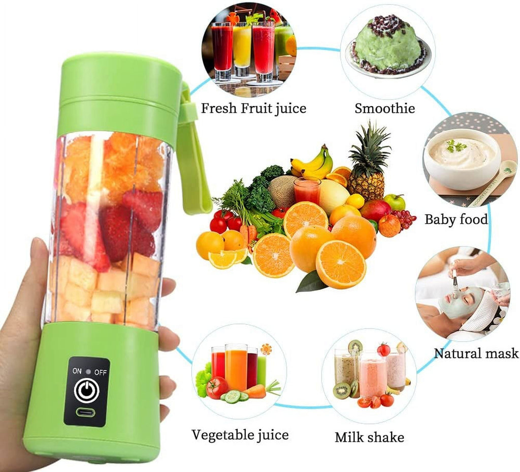 Portable USB Rechargeable Blender, 380ml Personal Juicer Cup with 6 Blades