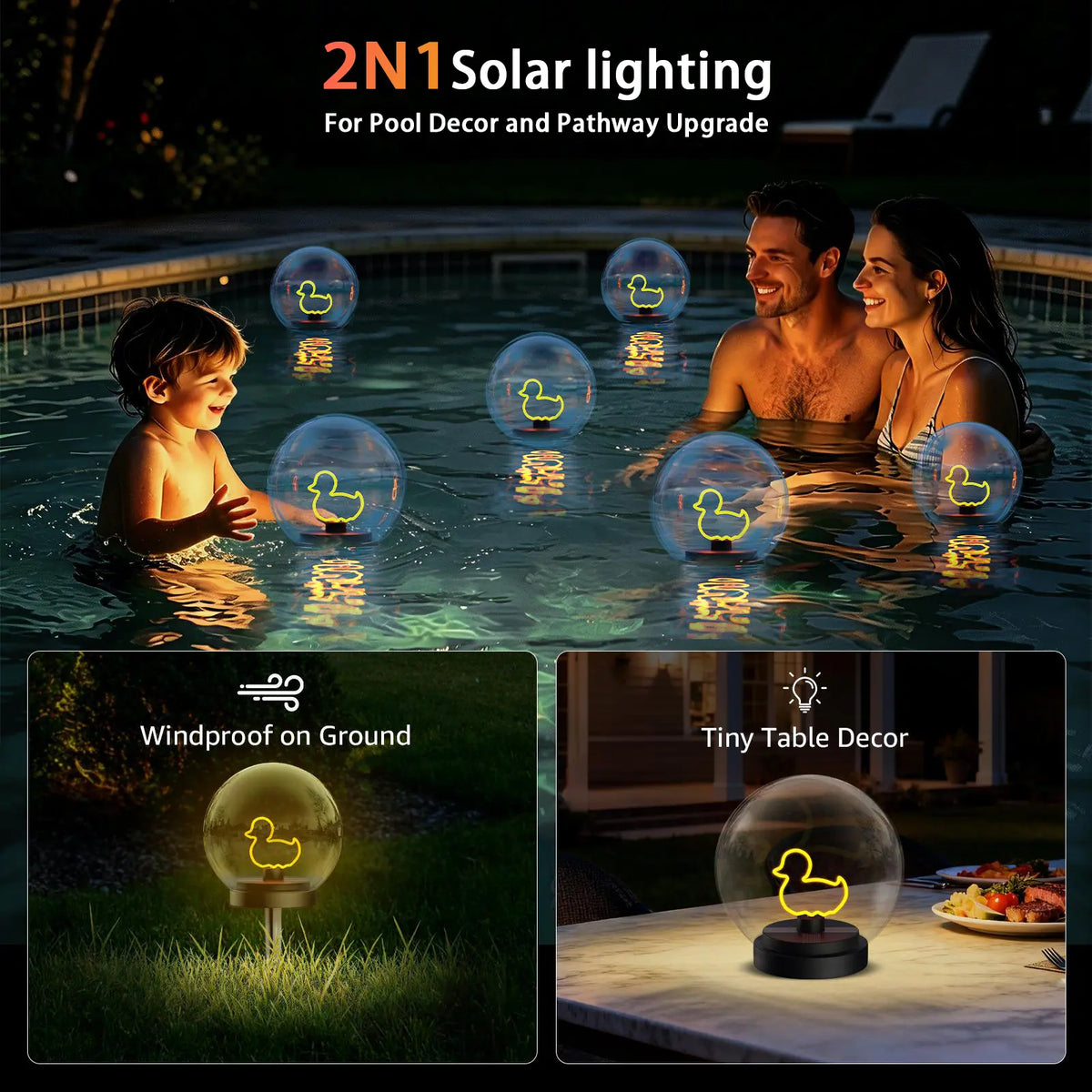 Solar Floating Ball Lanterns - Waterproof Pool Lighting