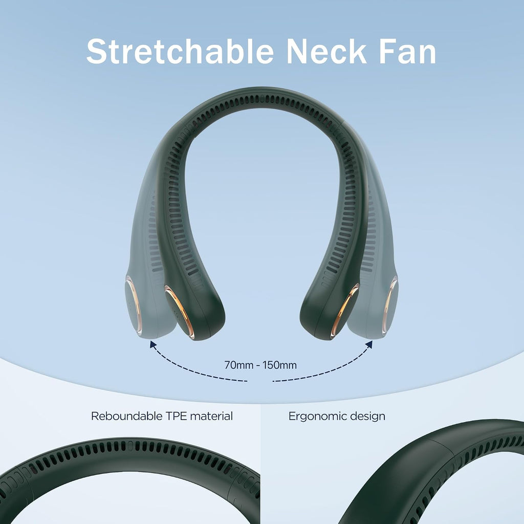 Rechargeable Neck Fan, 4000mAh Battery, 3-Speed Hands-Free Personal Cooling Fan