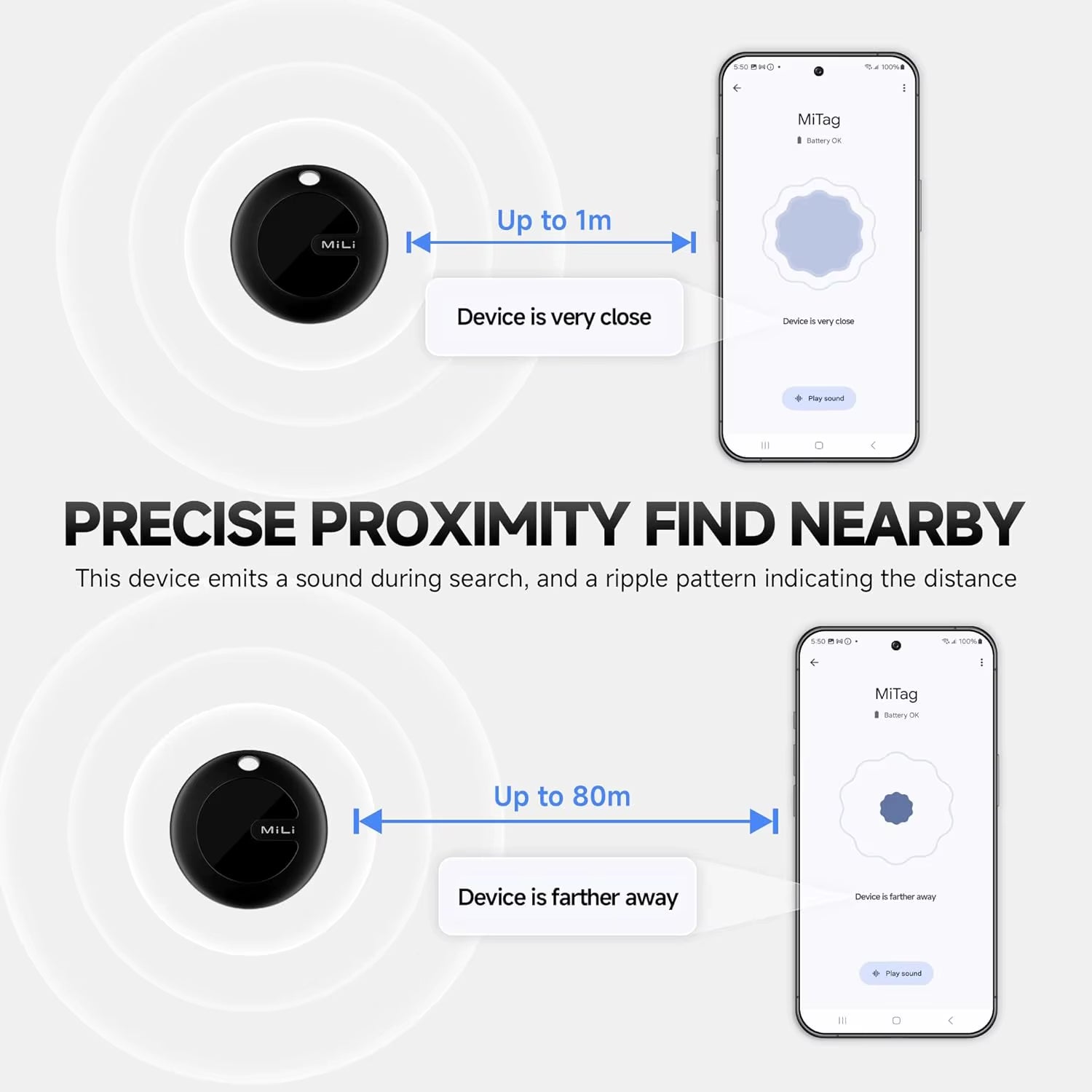 MiLi Bluetooth Item Tracker - Works with Google Find My Device (Android)