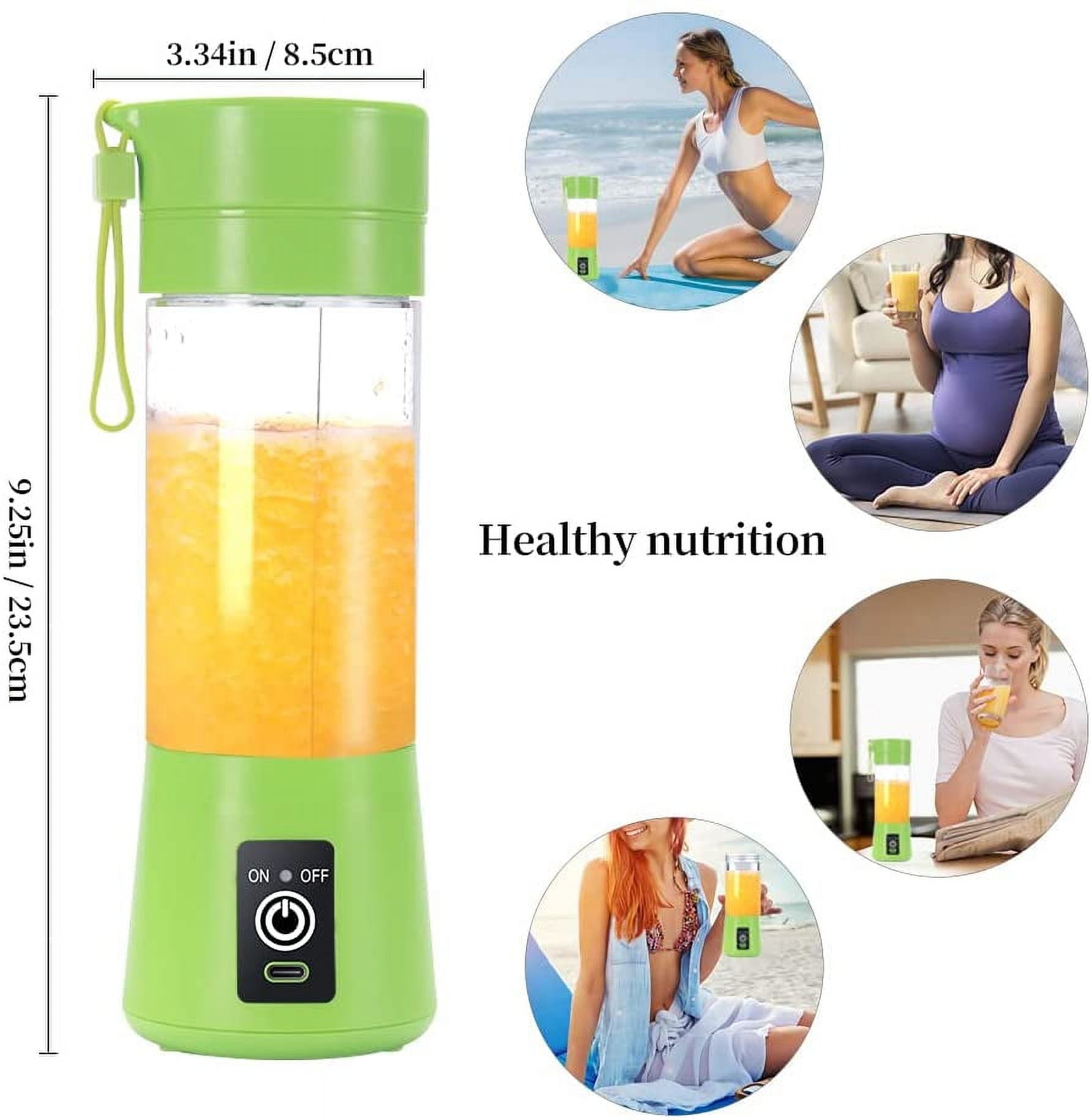 Portable USB Rechargeable Blender, 380ml Personal Juicer Cup with 6 Blades